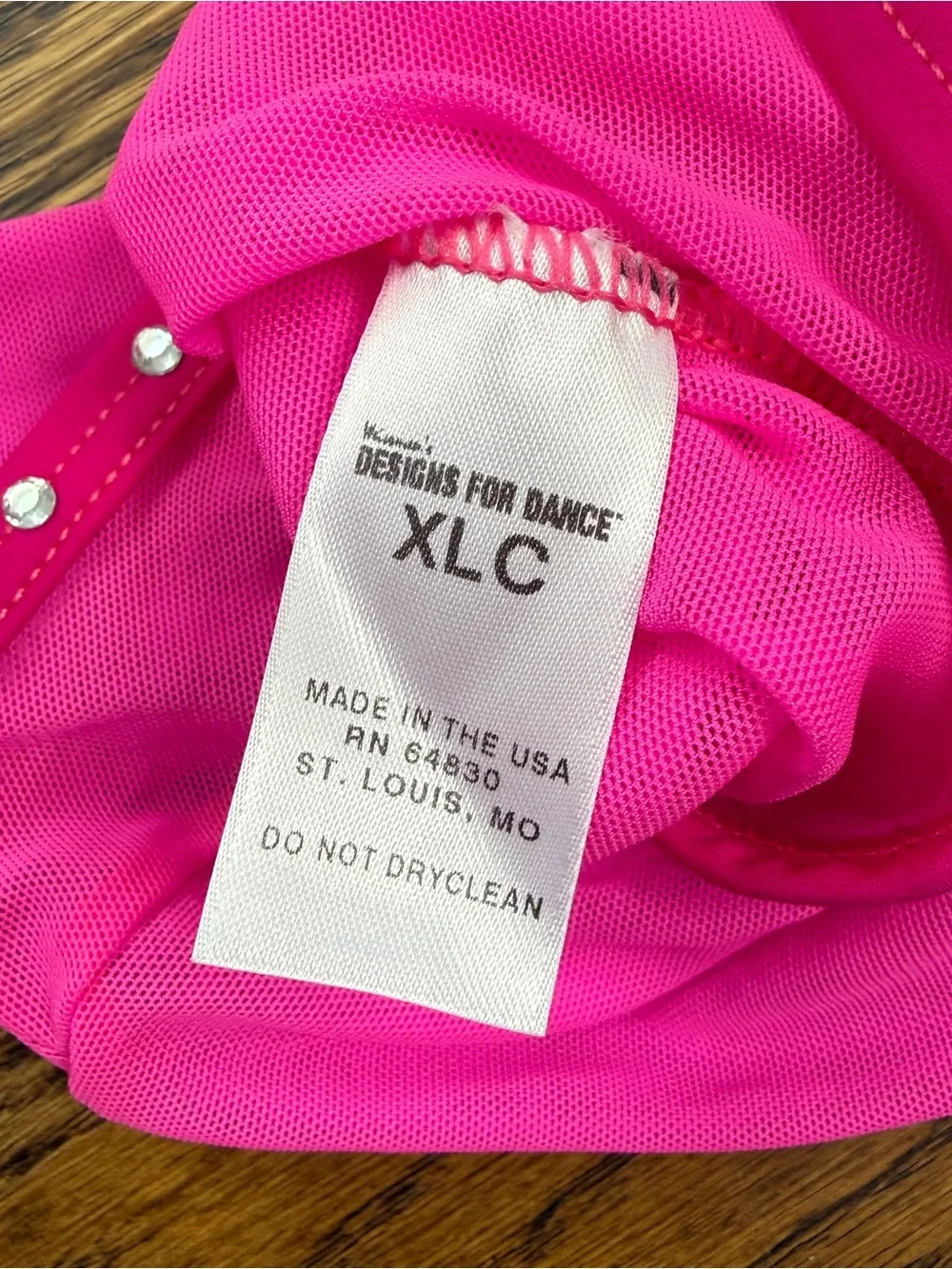 Weissman’s Designs For Dance Girls Pink Long Sleeve Crop Top Rhinestones XLC